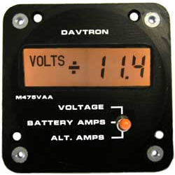 DAVTRON MODEL 475VAA-14V DC VOLTS/BATT AMP/ALT AMP 14V LIGHTING