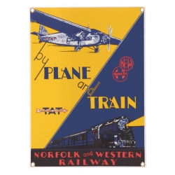 PLANE AND TRAIN PORCELAIN SIGN