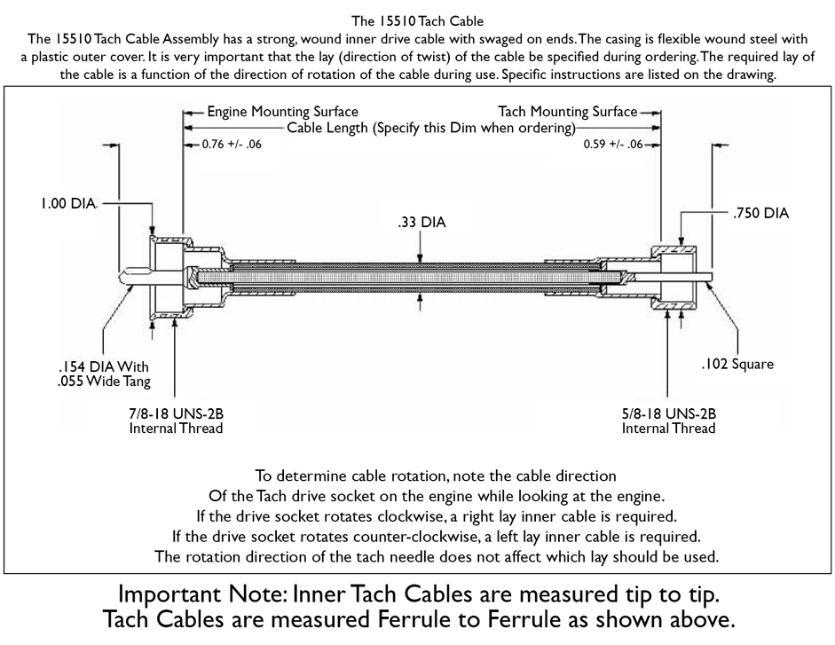 Tach Cable Reference Chart