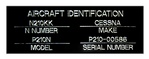 AIRCRAFT ID PLATE  EXPERIMENTAL ONLY