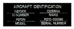 AIRCRAFT ID PLATE  FACTORY BUILT