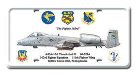 10A THUNDERBOLT II LICENSE PLATE