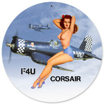 CORSAIR NUDE ROUND METAL SIGN