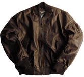 LEATHER MA-1 JACKET BROWN