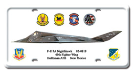 F117A NIGHTHAWK LICENSE PLATE