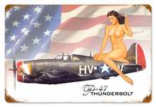 P-47 NUDE VINTAGE METAL SIGN