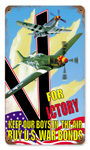 V FOR VICTORY VINTAGE METAL SIGN