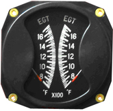 FALCON GAUGE 3-1/8 DUAL EGT/EGT GAUGE 700-1700°F