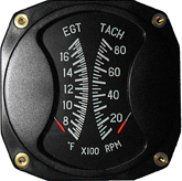 FALCON GAUGE DUAL 3-1/8 EGT/TACH GAUGE 700-1700°F/0-8000rpm