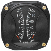 FALCON GAUGE DUAL 3-1/8 CHT/TACHOMETER GAUGE 100-700°F / 0-8000R