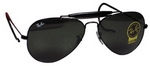 RAY BAN BLACK AVIATOR SUNGLASSES 58M