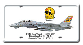 F-14D SUPER TOMCAT LICENSE PLATE