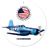 F4U CORSAIR ROUND METAL SIGN