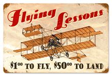 FLYING LESSONS VINTAGE METAL SIGN