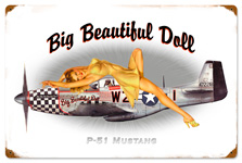 P-51 PINUP VINTAGE TIN SIGN