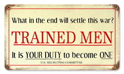 TRAINED MEN VINTAGE METAL SIGN