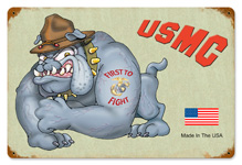 USMC BULLDOG VINTAGE METAL SIGN