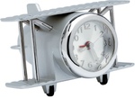 BI-PLANE AIRPLANE  CLOCK SILVER