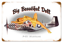 P-51 PIN UP VINTAGE METAL SIGN