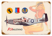 P-51 SALUTE VINTAGE METAL SIGN