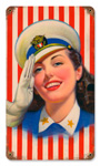 SALUTE GIRL VINTAGE METAL SIGN