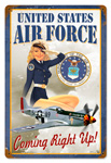 US AIR FORCE PINUP GIRL VINTAGE TIN SIGN