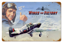 WINGS FOR VICTORY VINTAGE METAL SIGN