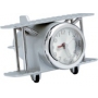 BI-PLANE AIRPLANE  CLOCK SILVER