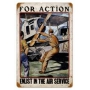 FOR ACTION VINTAGE METAL SIGN