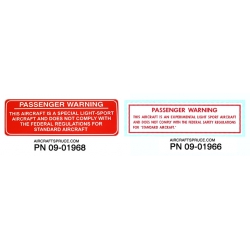 PASSENGER WARNING DECAL E-LSA