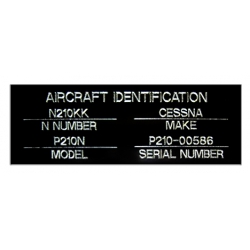 AIRCRAFT ID PLATE EXPERIMENTAL