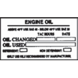 ENGINE OIL PLACARD