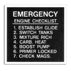 EMERGENCY CHECKLIST PLACARD