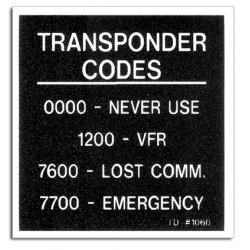 TRANSPONDER CODES CHECKLIST