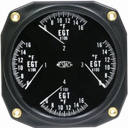 WESTACH 3-1/8" SQUARE QUAD EGT GAUGE 600-1600