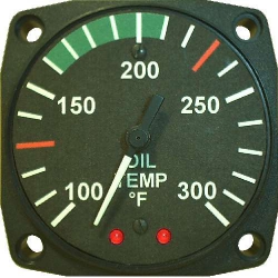 UMA 2-1/4" OIL TEMP GAUGE 100F - 300F TSO from UMA Instruments Inc.