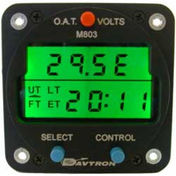 DAVTRON MODEL 803-5V-NVG UT LT FT & ET DIGITAL CLOCK 5V NIGHT VISION LIGHTING GREEN A TEMP. PROBE INCLUDED