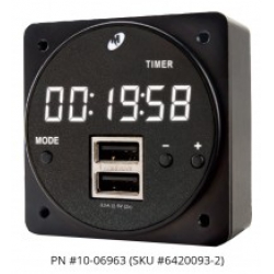 Mid-Continent Instruments and Avionics CHRONOS Digital Clock 6420093-2 Dual USB