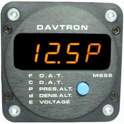DAVTRON MODEL 655-2 O.A.T. C & F/ PRESSURE & DENSITY ALT/ DC VOLTAGE REAR MOUNT TEMP. PROBE INCLUDED VOLTAGE & DEVIATION ALARM