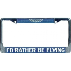 ID RATHER BE FLYING LICENSE PLATE FRAME BLUE/WHITE