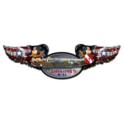 LIBERATOR WINGED OVAL METAL SIGN 35X10