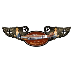 MESSERSCHMITT WINGED OVAL METAL SIGN 10X35