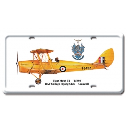 TIGER MOTH T2 METAL LICENSE PLATE 12X6