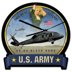 ARMY BLACKHAWK METAL SIGN 16X15