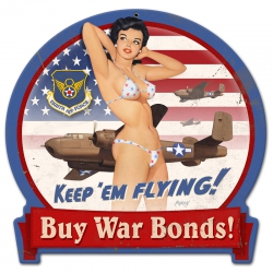 B25 WAR BONDS METAL SIGN 16X15