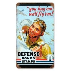 DEFENSE BOND STAMPS METAL SIGN 8X14