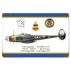 P-38 DUGALD CAMERO METAL SIGN 18X12