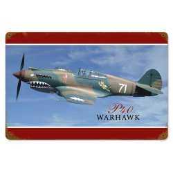 P-40 WARHAWK METAL SIGN 18X12
