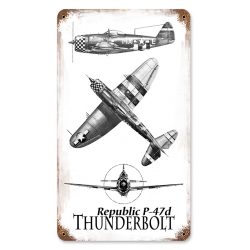 P-47 THREE VIEW METAL SIGN 8X14