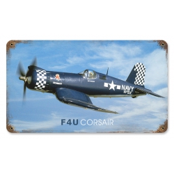 F4U CORSAIR METAL SIGN 14X8